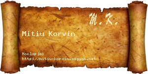 Mitiu Korvin névjegykártya